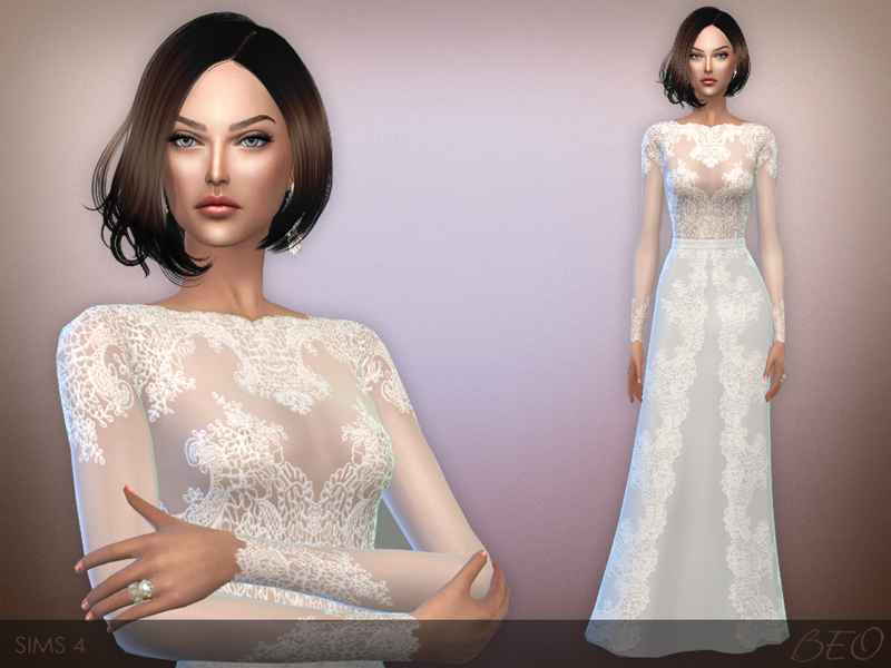 Lace long dress for The Sims 4 (1)